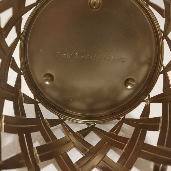 Bath and Body Works Gold Three Wick Candle Holder Gold with Faux Pear In… - Picture 3 of 9